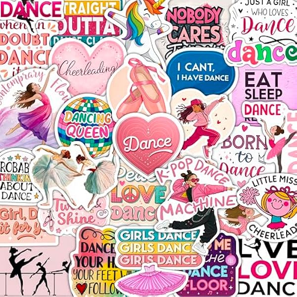 100Pcs Dance Stickers for Water Botlle, for Scrapbooking - Dancer Stickers - Gifts for Dancer - Dance Party Favors - Gift for Women & Men