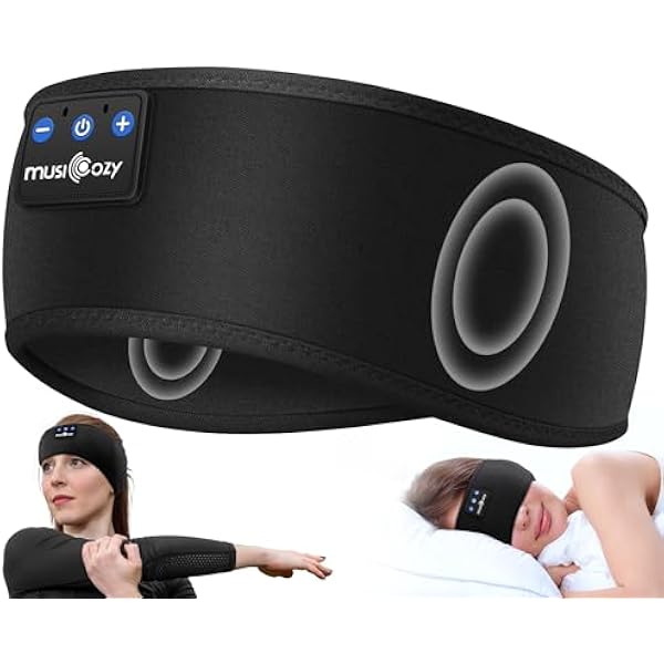 MUSICOZY Sleep Headphones Headband, Wireless Earbuds Earphones Sweat Resistant with Ultra-Thin HD Stereo Speaker, Bluetooth 5.4 for Workout Running Cool Gadgets Unique Gifts
