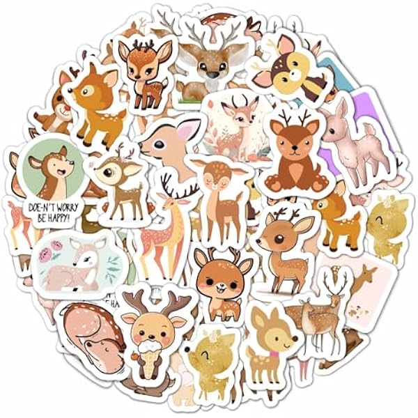 BulbaCraft 100Pcs Deer Stickers and Decals - Woodland, Gold, Whitetail, White Deer Stickers for Water Bottles & Laptops, Gifts for Women & Men