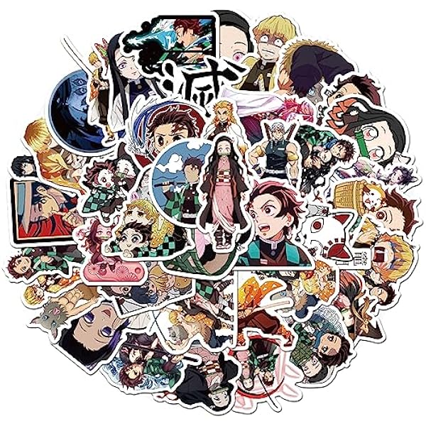 Demon Anime Slayer Cartoon Stickers for Kids Water Bottle 50pcs Pack, Kawaii Waterproof Vinyl Stickers for Teen Girl Laptop Skateboard Bike Guitar Laggage Bicycle Travel Case