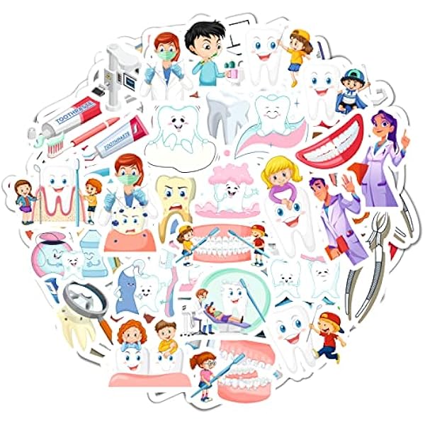 BulbaCraft 100Pcs Children Dental Stickers for Kids, Dentist Toys for Dental Office, Dentary Office Toys, Dentary Toys for Kids, Gifts for Women & Men