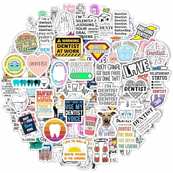 BulbaCraft 100 Pcs Funny Dentist Stickers, Dentist Gifts for Women and Men, Dental Decorations, Dental Party Decor, Gifts for Women & Men