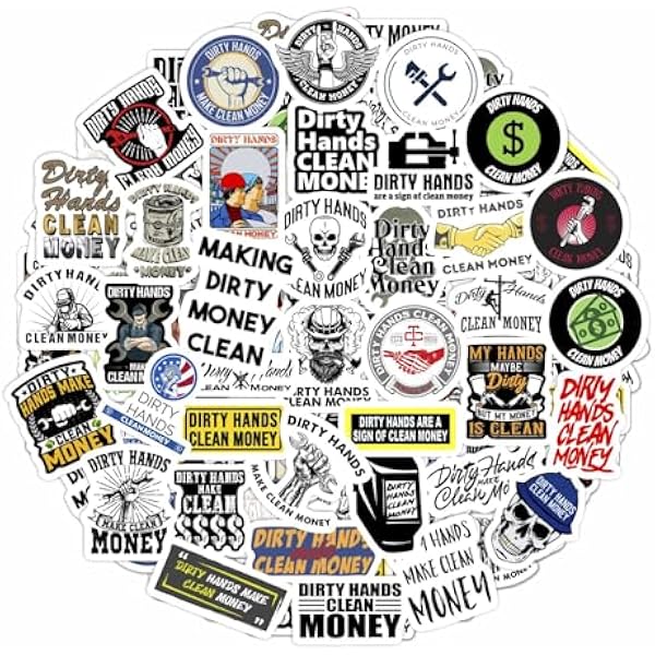 BulbaCraft Dirty Hands Clean Money Stickers and Decals for Hard Hat - Dirty Hands Clean Money Merch Laptop Decals, Gifts for Women & Men
