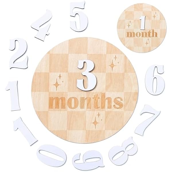 Baby Monthly Milestone Cards - Wooden Monthly Milestone Discs - Newborn Photography Props to Document Your Baby´s Growth - Baby Announcement Sign (Disc Caro)