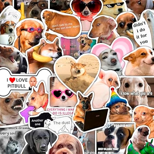 100Pcs Dog Meme Stickers for Water Bottle, Laptop - Funny Dog Stickers, Gifts - Meme Party Favors - Gift for Women & Men