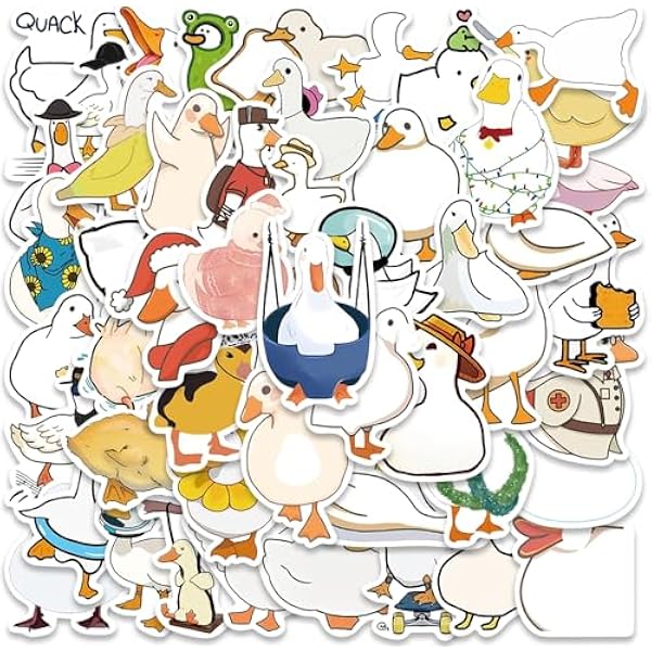 Cute Duck Stickers for Kids Teens Adults, Funny Cartoon Duck Stickers for Scrapbook, 50PCS Hapiuen Waterproof Vinyl Sticker for Water Bottle Laptop, Farm Animals Decals, Party Supplies
