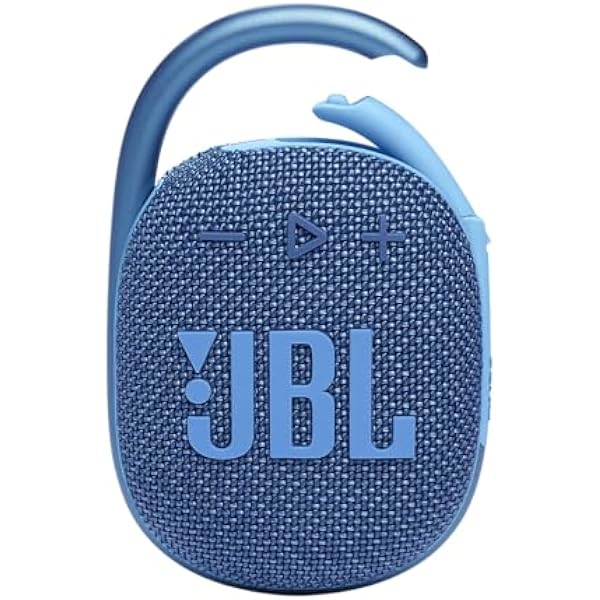 JBL Clip 4 Eco - Ultra-Portable Waterproof and Dustproof Bluetooth Speaker, big audio & punchy bass, made with 90% post-consumer recycled plastic, Integrated carabiner, Up to 10 Hours of Play (Blue)