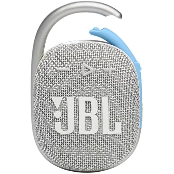 JBL Clip 4 Eco - Ultra-Portable Waterproof and Dustproof Bluetooth Speaker, big audio & punchy bass, made with 90% post-consumer recycled plastic, Integrated carabiner, Up to 10 Hours of Play (White)