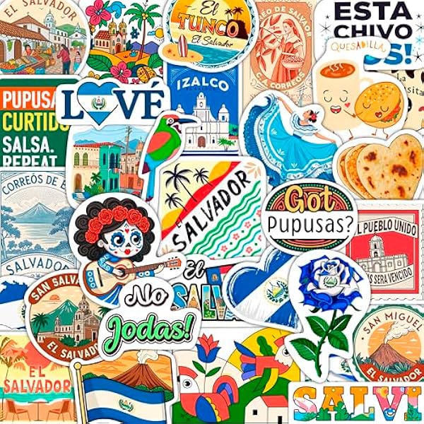 100Pcs El Salvador Stickers for Water Bottle -Salvadoran Stickers - El Salvador Party Decorations, Favors - Gift for Women & Men