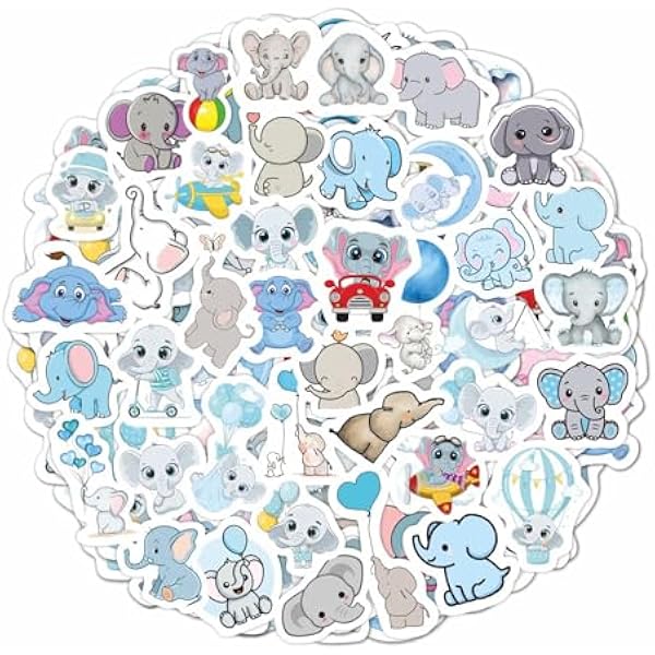 BulbaCraft Elephant Stickers, Elephant Stickers for Water Bottle and Laptop, Gifts for Women & Men