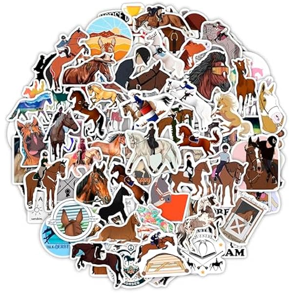 BulbaCraft Equestrian Stickers for Water Bottle and Laptop - Horse Lover Party Favors, Decorations & Gifts, Waterproof Vinyl Decals, Gifts for Women & Men