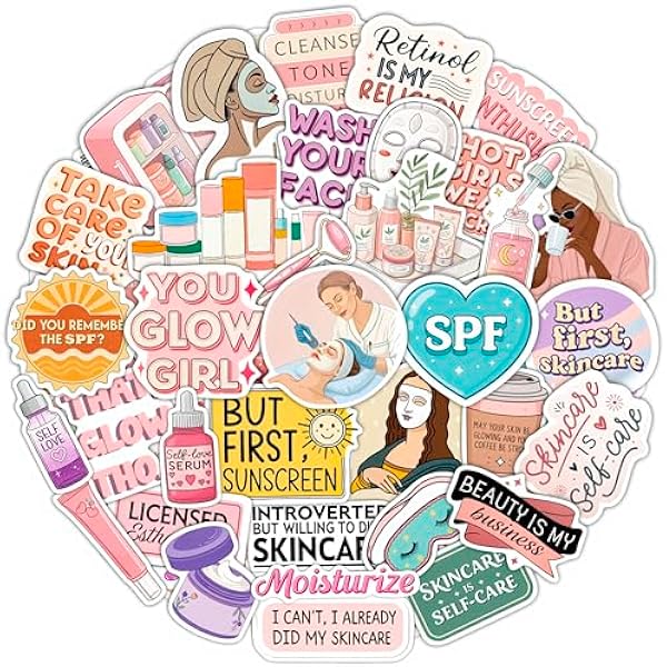 100Pcs Esthetician Stickers for Laptop, Skincare Stickers - Esthetician Party Favors, Gifts - Gift for Women & Men