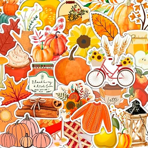 BulbaCraft Fall Stickers, Autumn-Themed Stickers with Pumpkins, Leaves, Animals & More – Perfect for Scrapbooks, Crafting, Laptops – Durable, Easy Peel-Off, Gifts for Women & Men