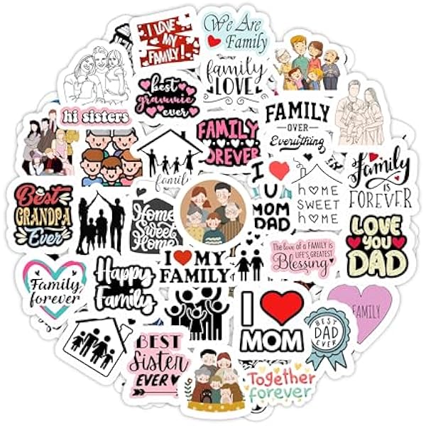 BulbaCraft Family Stickers for Water Bottle and Laptop - Family Party Favors & Decorations, Waterproof Vinyl Decals, Home and Love Stickers, Gifts for Women & Men