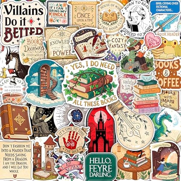 100Pcs Fantasy Book Stickers for Kindle Adult - Bookish & Reading Decals, Book Stickers Fantasy - Gifts for Men & Women