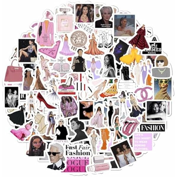 BulbaCraft 100Pcs Fashion Stickers for Water Bottles & Laptops, Fashion Party Decorations, Fashionista Gifts for Women, Gifts for Women & Men