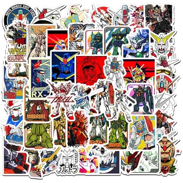 50Pcs Cartoon Gundam Themes Waterproof Stickers for Water Bottle Cup Laptop Bike Skateboard Luggage Box Vinyl Graffiti Patches BRJHSL (G)