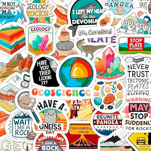 100Pcs Geology Stickers for Water Bottles, Geologist Stickers - Gift for Geologist - Geology Party Decorations and Favors - Gift for Women & Men