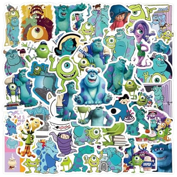 60pcs Popular Classic Anime Stickers for Kids, Children's Cartoon Monsters Sticker for Water Bottle,Laptop,Waterproof Vinyl Decals for Teens Girls Boys Party Supply Favor Decor(Green-A)