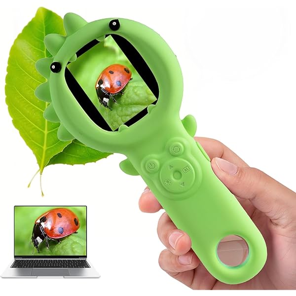 Kids Microscope – 500X Digital Pocket Handheld Microscope with Dual Cameras & Autofocus, STEM Educational Toy & Perfect Christmas Birthday Gift for Boys & Girls Ages 3 4 5 6 7 8 9 10 (Green)