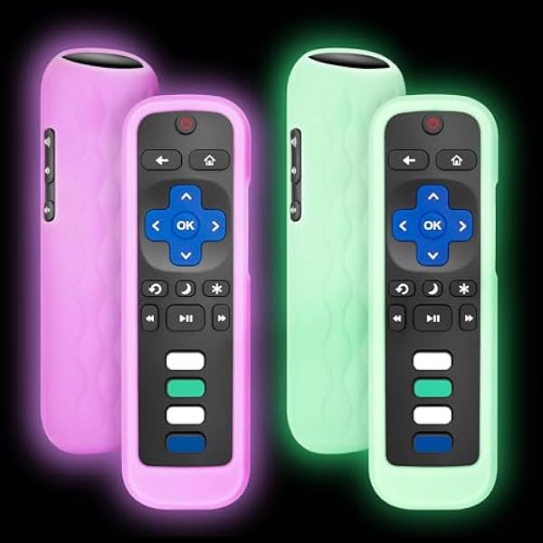 2 Pack for Roku Remote Cover,Silicone Controller Case Green and Purple