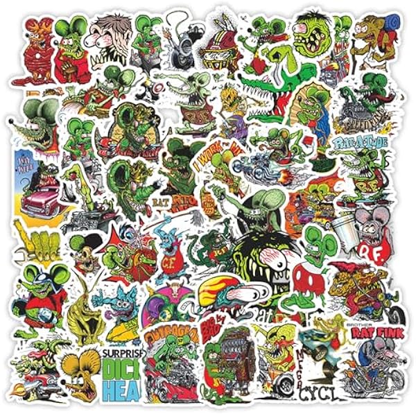 50Pcs Rat Fink Themes Waterproof Stickers for Water Bottle Cup Laptop Bike Skateboard Luggage Box Vinyl Graffiti Patches BRJHSL