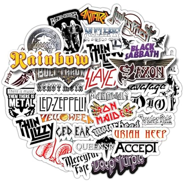 BulbaCraft Heavy Metal Band Sticker Pack, Rock Stickers - 35 Pieces, Strong Adhesive & Waterproof Vinyl Stickers for Laptop, Metal Bands