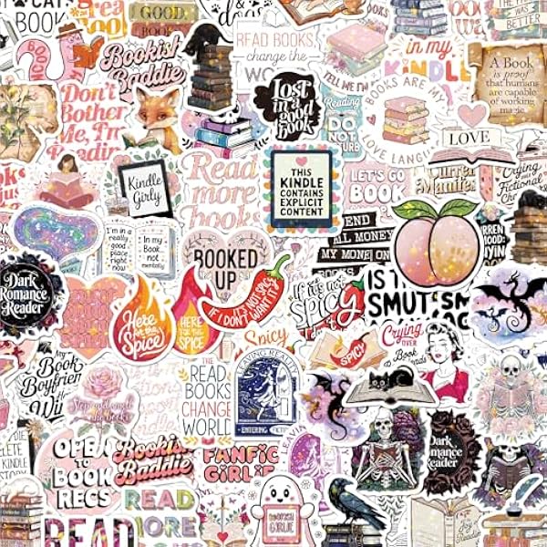 150PCS Holographic Bookish Stickers– Dark Romance, Fantasy, Spicy Book Vinyl Shiny Stickers for Book Lovers, Aesthetic Reading Accessories for Laptop, Kindle, Water Bottle, Journaling, Booktok Fans