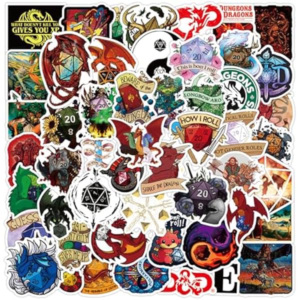 50Pcs Game Dungeons & Dragons D&D Waterproof Stickers for Water Bottle Cup Laptop Bike Skateboard Luggage Box Vinyl Graffiti Patches BRJKT
