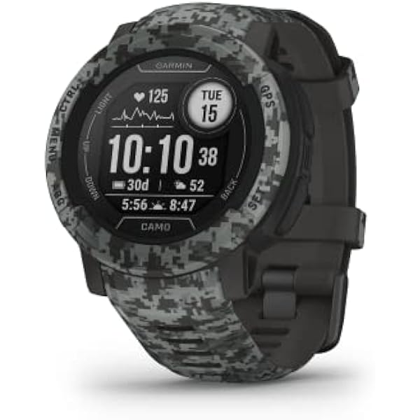 Garmin Instinct 2, Camo-Edition, GPS Outdoor Watch, Multi-GNSS Support, Tracback Routing, Graphite Camo (Renewed), 45 MM