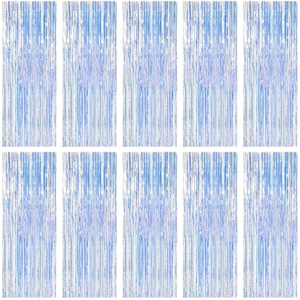 10 Pack Iridescent Party Backdrop Decorations Tinsel Curtain Birthday Decorations Foil Fringe Photo Booth Streamer Backdrop Iridescent Theme Christmas Bachelorette Graduation Party Decorations