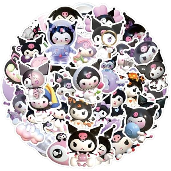 50Pcs Sanrio Character Stickers for Kids Cute Animal Stickers Cute Gifts for Girls Boys Cartoon Japanese Manga Sticker for Kids Waterbottle Laptop Guitar Classroom Prizes for Elementary Students (Kur)