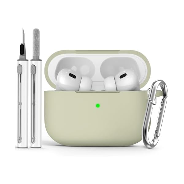 Ljusmicker for AirPods Pro Case Cover with Cleaner Kit,Soft Silicone Protective Cover for Apple AirPod Pro 2nd/1st Generation Cases for Women Men,AirPods Pro 2 Case Accessories with Keychain-Khaki