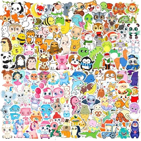 Animal Stickers for Kids 200 Pcs Kawaii Cute Animal Sticker Packs, Teacher Classroom Prizes for Reward, Waterproof Vinyl Stickers for Water Bottles Laptop Scrapbooking Journaling Diary Skateboard etc
