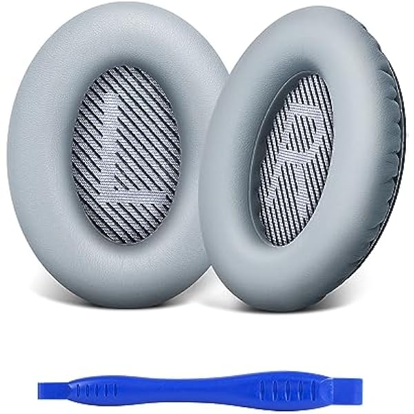 Link Dream Replacement Ear Cushions for Bose Quiet Comfort 35 Soft Protein Leather Replacement Ear Pad for Bose QC 35/25 / 15 QC2 / Ae2 / Ae2i / Ae2W / Sound Link/Sound True (Light Grey)