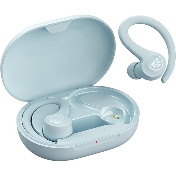 JLab Go Sport+ Wireless Workout Earbuds Featuring C3 Clear Calling, Secure Earhook Sport Design, 35+ Hour Bluetooth Playtime, and 3 EQ Sound Settings (Light Blue)