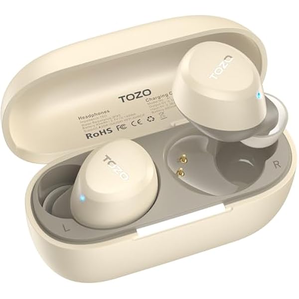 TOZO A1 Wireless Earbuds Bluetooth 5.3 Light Weight in Ear IPX5 Waterproof Headphones 2 Mic for AI Calls, Immersive Premium Sound Bass Headset with Charging Case, 32 Presets EQ Customization via App