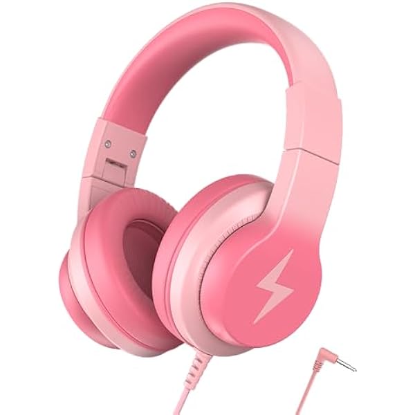Kids Wired Headphones for Kids with Microphone, 85/94dB Volume Limiter Headphones for Girls Boys, Light Pink