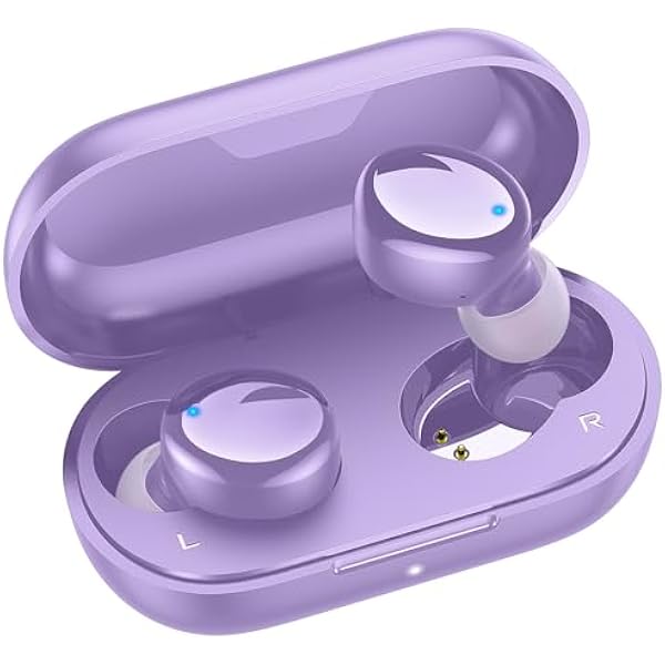 kurdene Wireless Earbuds Bluetooth 5.3 in Ear Buds Light Weight Headphones,Deep Bass Sound,Built in Mics Headset,Clear Calls Earphones for Sports Workout Light Purple