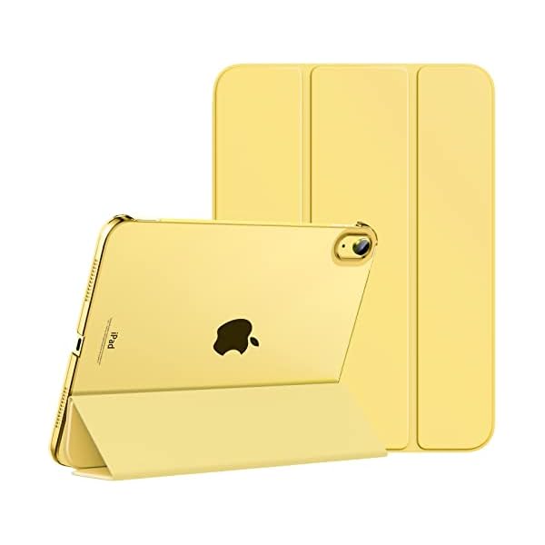 MoKo for iPad (A16) 11th Generation Case 11 Inch 2025, iPad 10th Generation Case 10.9 Inch 2022, Slim Stand Hard PC Translucent Back Shell Smart Cover, Support Touch ID, Auto Wake/Sleep,Light Yellow