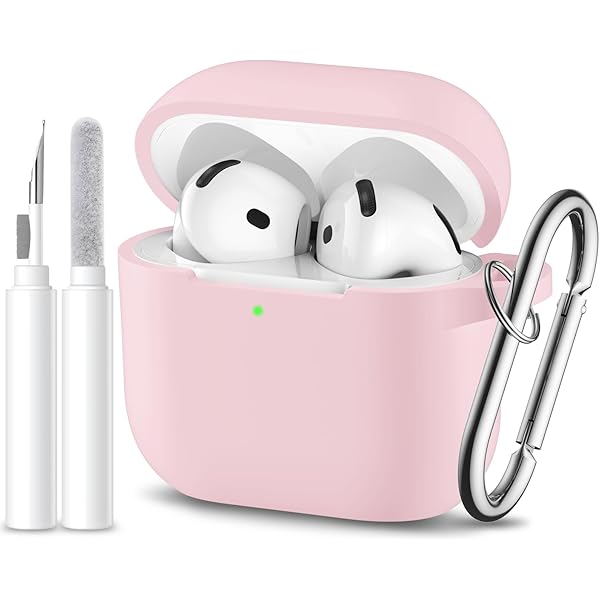 for Airpods 4th Generation Case Cover(2024),Soft Silicone Full Protective Case for AirPods 4 Case with Keychain & Cleaner Kit,Compatible with Apple Airpods 4 for Women,Men（Lightpink）