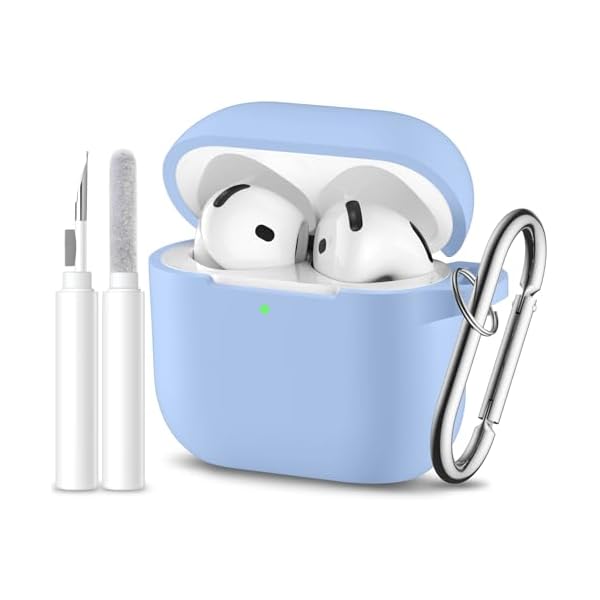 for Airpods 4th Generation Case Cover(2024),Soft Silicone Full Protective Case for AirPods 4 Case with Keychain & Cleaner Kit,Compatible with Apple Airpods 4 for Women,Men（Lilac）