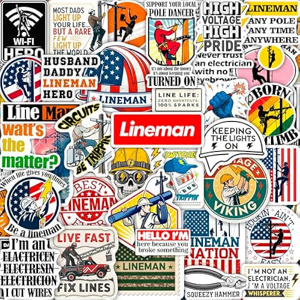 100Pcs Lineman Stickers for Hard Hats, Funny, for Water Bottle- Lineman Party Favors & Party Decorations - Hard Hat Stickers - Gift for Women & Men