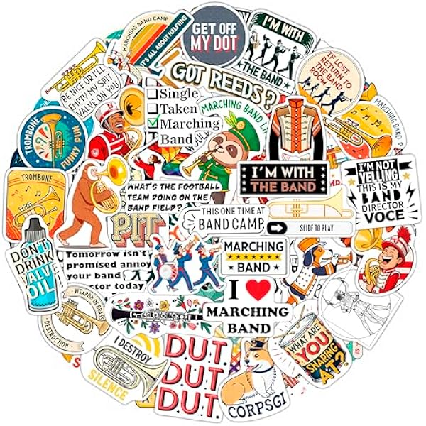 100Pcs Marching Band Stickers - Marching Band Gifts, Party Favors -Drum Stickers - Gift for Women & Men