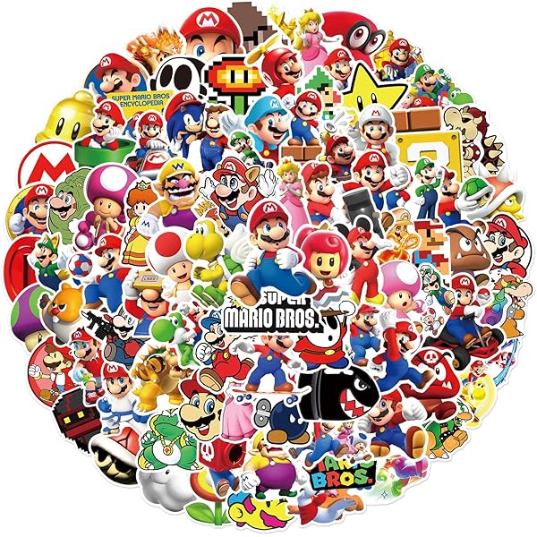 100PCS Mario Stickers for Kids,Vinyl Waterproof Princess Decal for Water Bottle Laptop Toy Sticker for DIY Decorate Bumper Phone Hard Hat Kids Teens Gifts (Mari)