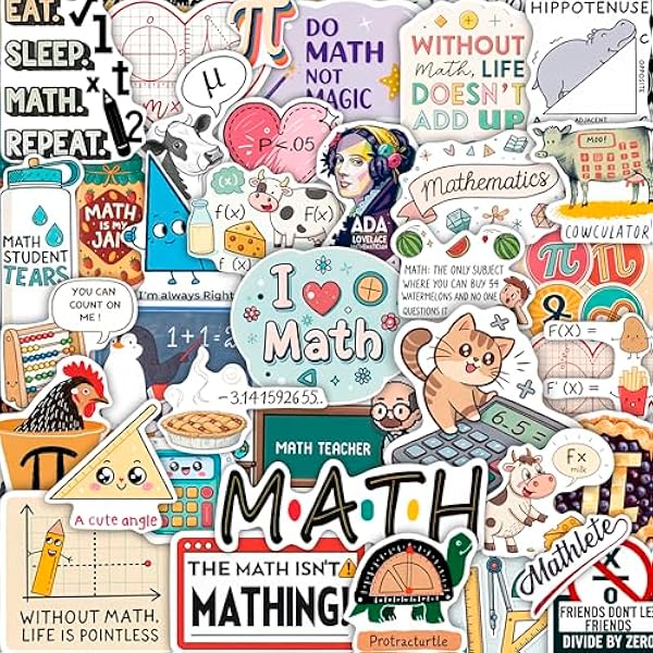 100Pcs Math Stickers for Students, Teachers, for Water Bottle - Funny Math Gifts, Party Favors & Decorations - Nerd Stickers — Gift for Women & Men