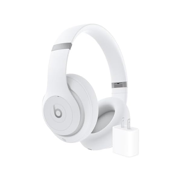 Beats Studio Pro Bluetooth Noise Cancelling Headphones with Apple 20W USB-C Power Adapter - Matte White