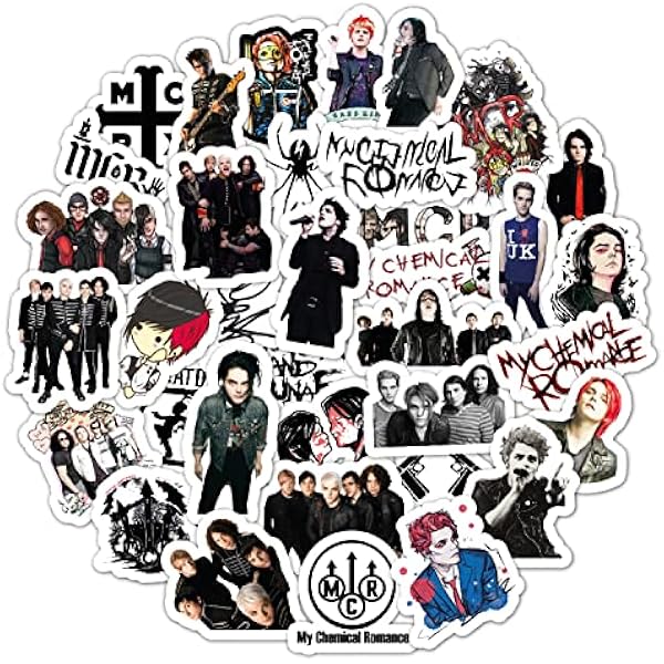 BulbaCraft MCR Stickers - Rock Band Stickers for Adults, 36 Pieces of Strong Adhesive and Waterproof Decals, Guitar Laptop Decals for Teens, Gifts for Women & Men