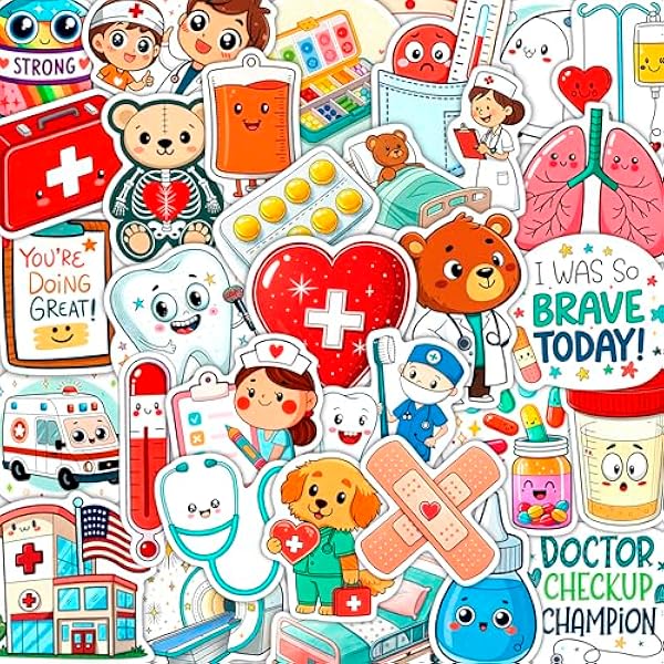 100Pcs Medical Stickers and Decals, Dorctor Stickers - Medical Party Favors, Decoration - Gift for Women & Men