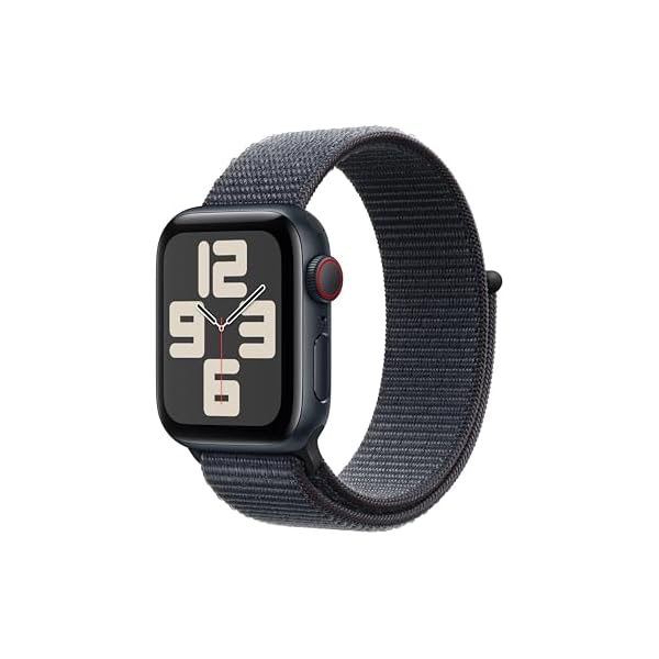 Apple Watch SE (2nd Gen) [GPS + Cellular 40mm] Smartwatch with Midnight Aluminum Case with Ink Sport Loop One Size. Fitness and Sleep Trackers, Crash Detection, Heart Rate Monitor, Carbon Neutral